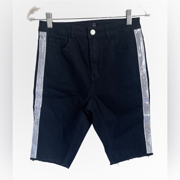 NEW Missguided Reflective Black Jean Bike Short US 6 - Picture 2 of 7